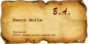 Bencs Anita névjegykártya