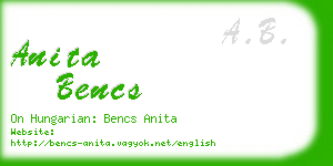 anita bencs business card